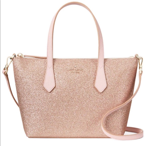 👜Kate Spade Glitter Satchel&Crossbody Rose Gold - Picture 2 of 6